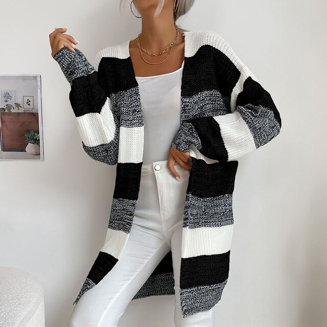 Patchwork Knitted Long Sweater | Solen